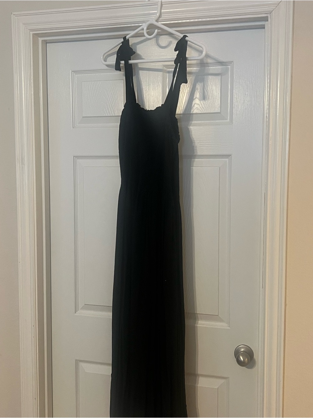 Black Tie-Shoulder Maxi Dress - Women's Elegant Summer Dress